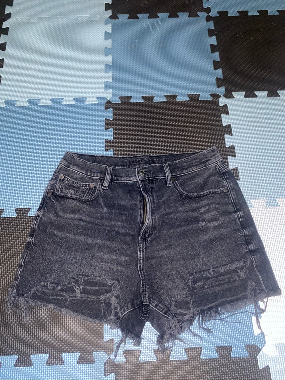 American Eagle Outfitters Distressed Black Denim Shorts